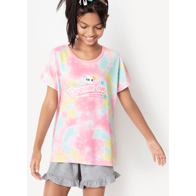 Pijama Manga Curta Visocolycra Menina Unicórnio Love
