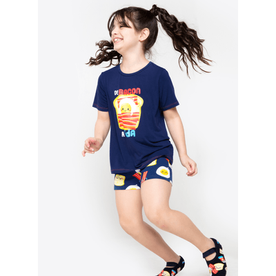 Pijama Manga Curta Viscolycra Menina Bacon