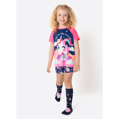 Pijama Manga Curta Viscolycra Menina Unicórnio Encantada