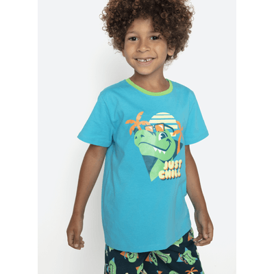 Pijama Manga Curta Algodão Menino Dino Miami