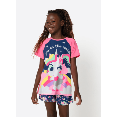 Pijama Manga Curta Viscolycra Menina Teen Unicórnio Encantada
