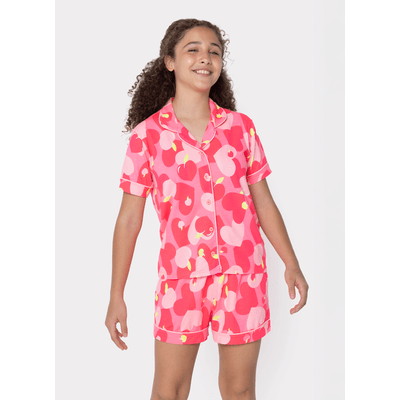 Pijama Manga Curta Viscolycra Menina Teen Panda Romântico