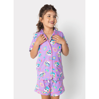Pijama Manga Curta Viscolycra Menina Unicórnio Tênis