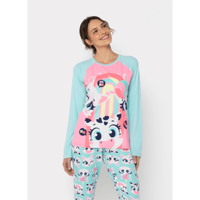 Pijama Manga Longa Viscolycra Feminino Multibichos Best Friend