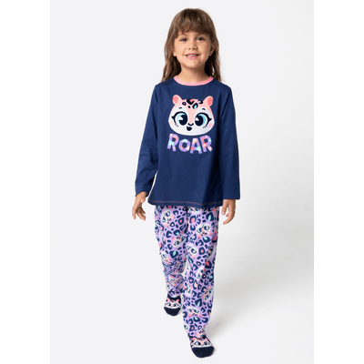 Pijama Manga Longa Algodão Menina Onça Fantástica
