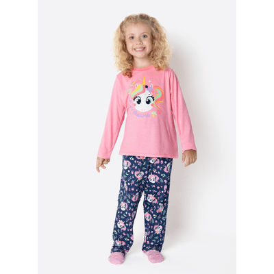 Pijama Manga Longa Algodão Menina Unicórnio Encantada