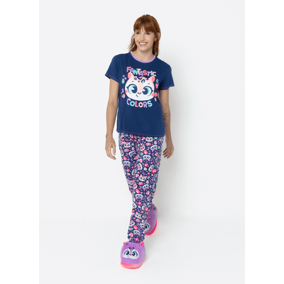 Pijama Manga Curta Viscolycra Feminino Onça Fantástica