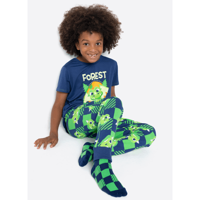 Pijama Manga Curta Algodão Menino Dragão Camping