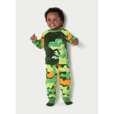 Pijama Manga Longa Soft Bebê Menino Dino Trio