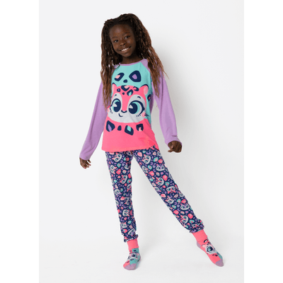 Pijama Manga Longa Viscolycra Menina Teen Onça Fantástica
