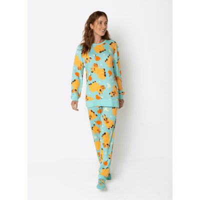 Pijama Manga Longa Moletinho Adulto Unissex Capivara Vibes