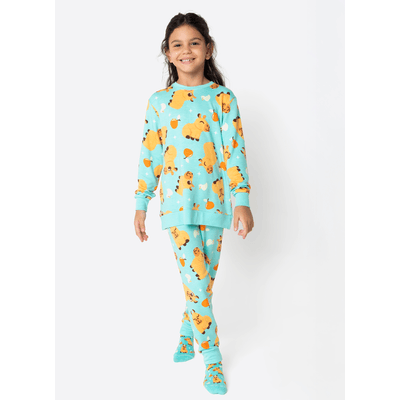 Pijama Manga Longa Moletinho Kids Unissex Capivara Vibes