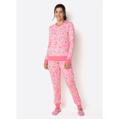 Pijama Manga Longa Moletinho Feminino Unicórnio Encantada