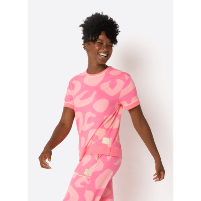 Pijama Manga Curta Viscolycra Feminino Onça