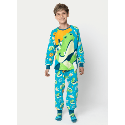 Pijama Manga Longa Soft Menino Teen Dino Astronauta