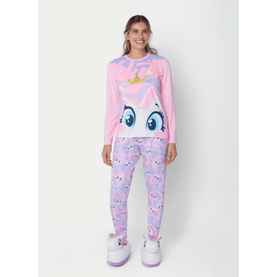 Pijama Manga Longa Viscolycra Feminino Unicórnio Diamante