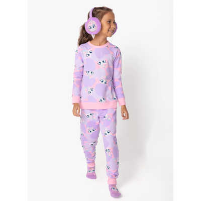 Pijama Manga Longa Moletinho Menina Unicórnio Diamante