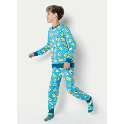 Pijama Manga Longa Moletinho Menino Teen Dino Astronauta