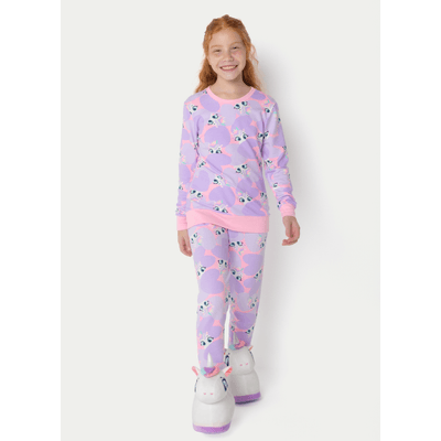 Pijama Manga Longa Moletinho Menina Teen Unicórnio Diamante