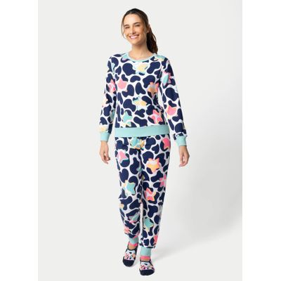 Pijama Manga Longa Moletinho Feminino Vaca Moosic