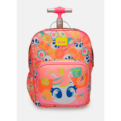 Mochila com Rodinha Pequena Unicórnio Frutas
