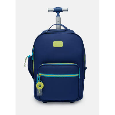 Mochila com Rodinha Grande Azul Marinho e Amarelo